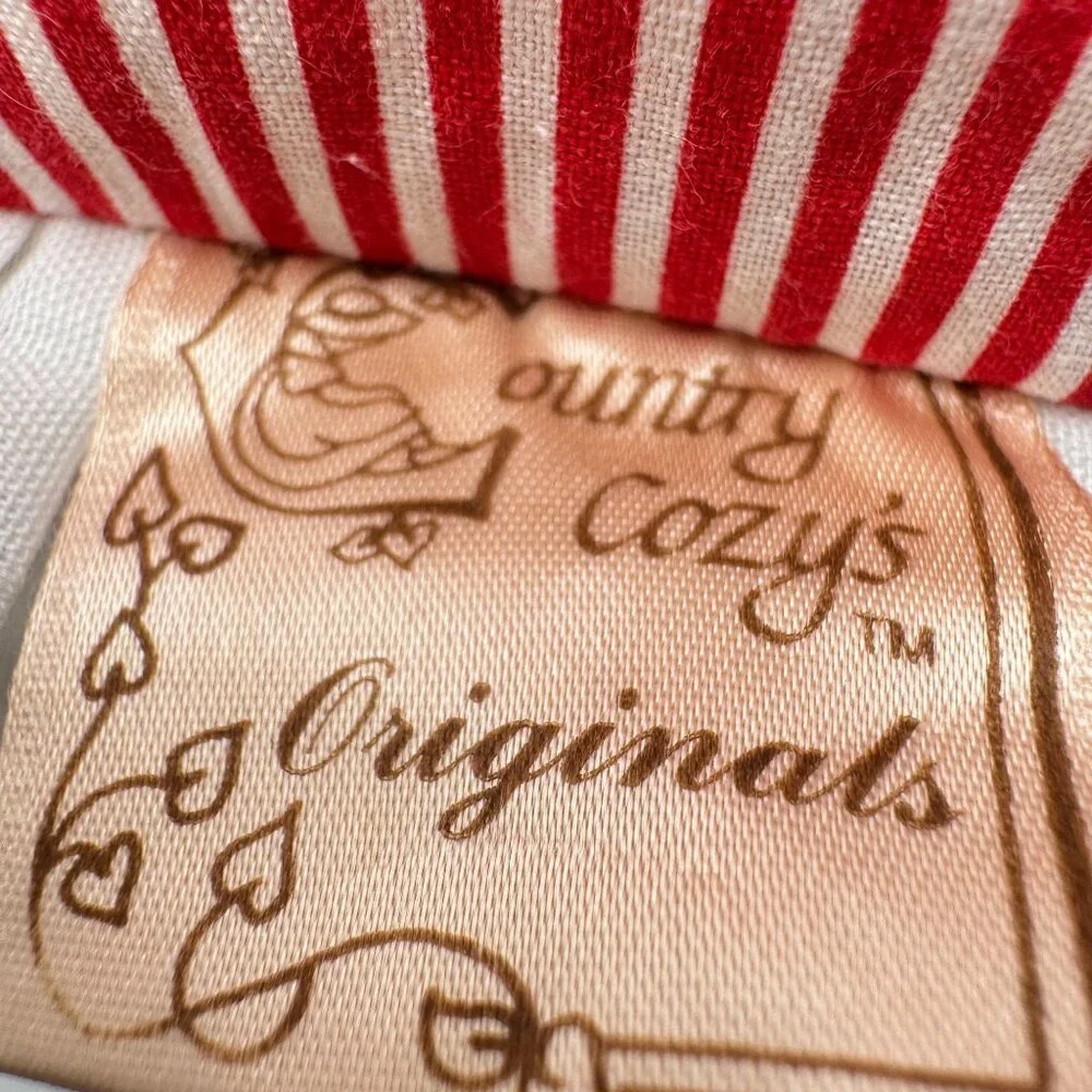 Christmas Pillow Lacy Edge Santa Happy Holidays Red White Country Cozys Original